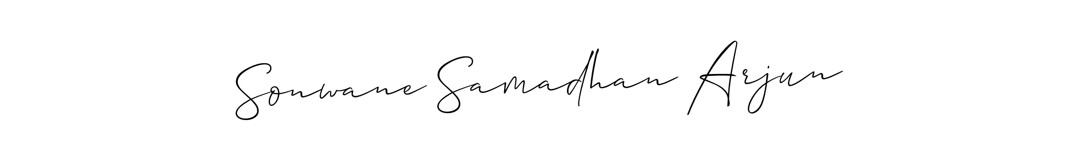 Allison_Script is a professional signature style that is perfect for those who want to add a touch of class to their signature. It is also a great choice for those who want to make their signature more unique. Get Sonwane Samadhan Arjun name to fancy signature for free. Sonwane Samadhan Arjun signature style 2 images and pictures png