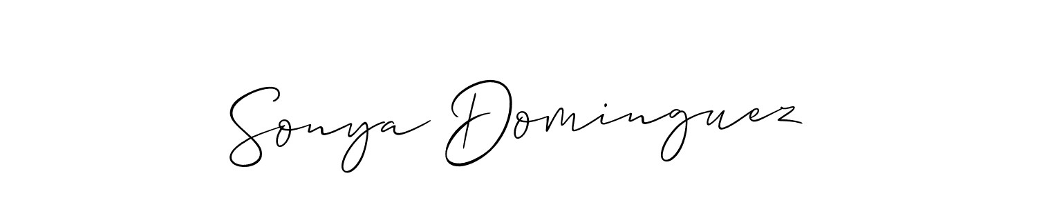 Allison_Script is a professional signature style that is perfect for those who want to add a touch of class to their signature. It is also a great choice for those who want to make their signature more unique. Get Sonya Dominguez name to fancy signature for free. Sonya Dominguez signature style 2 images and pictures png