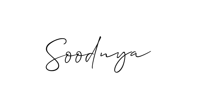 Make a beautiful signature design for name Soodnya. With this signature (Allison_Script) style, you can create a handwritten signature for free. Soodnya signature style 2 images and pictures png