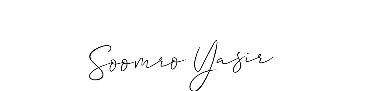 Make a beautiful signature design for name Soomro Yasir. With this signature (Allison_Script) style, you can create a handwritten signature for free. Soomro Yasir signature style 2 images and pictures png