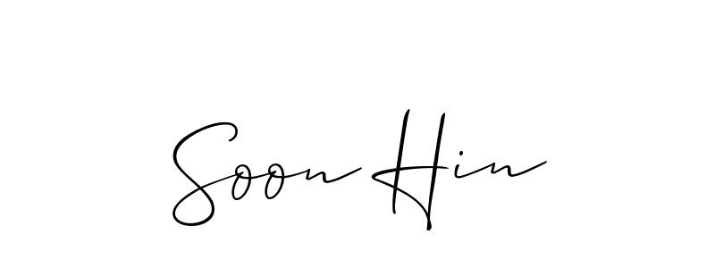 Make a short Soon Hin signature style. Manage your documents anywhere anytime using Allison_Script. Create and add eSignatures, submit forms, share and send files easily. Soon Hin signature style 2 images and pictures png