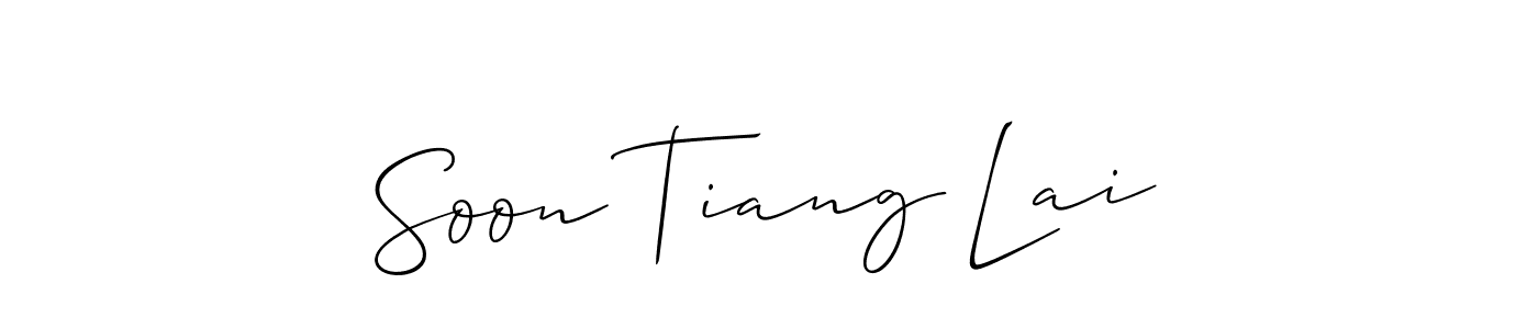 You should practise on your own different ways (Allison_Script) to write your name (Soon Tiang Lai) in signature. don't let someone else do it for you. Soon Tiang Lai signature style 2 images and pictures png