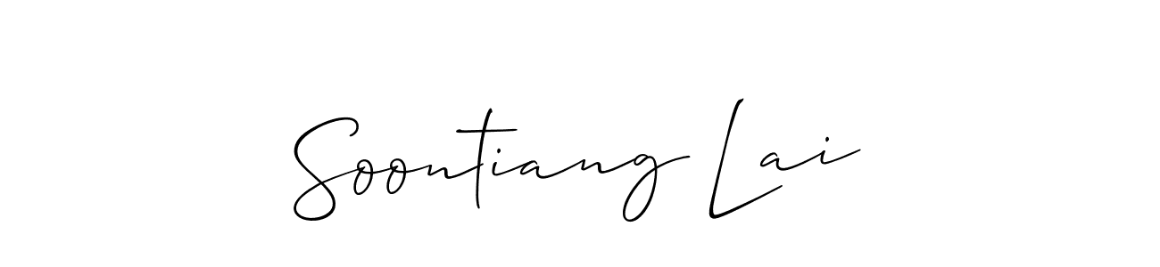 Make a short Soontiang Lai signature style. Manage your documents anywhere anytime using Allison_Script. Create and add eSignatures, submit forms, share and send files easily. Soontiang Lai signature style 2 images and pictures png