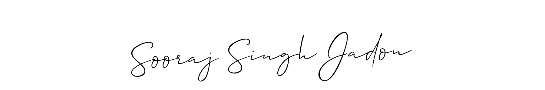 The best way (Allison_Script) to make a short signature is to pick only two or three words in your name. The name Sooraj Singh Jadon include a total of six letters. For converting this name. Sooraj Singh Jadon signature style 2 images and pictures png