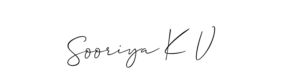 Design your own signature with our free online signature maker. With this signature software, you can create a handwritten (Allison_Script) signature for name Sooriya K V. Sooriya K V signature style 2 images and pictures png