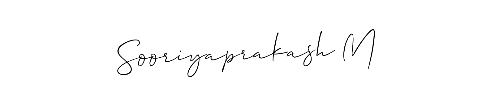 Design your own signature with our free online signature maker. With this signature software, you can create a handwritten (Allison_Script) signature for name Sooriyaprakash M. Sooriyaprakash M signature style 2 images and pictures png