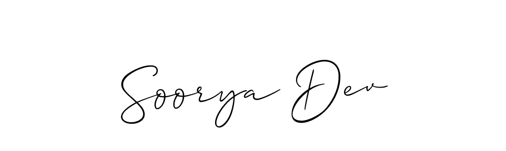 Make a beautiful signature design for name Soorya Dev. With this signature (Allison_Script) style, you can create a handwritten signature for free. Soorya Dev signature style 2 images and pictures png