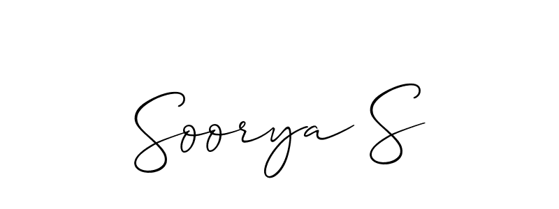 Also You can easily find your signature by using the search form. We will create Soorya S name handwritten signature images for you free of cost using Allison_Script sign style. Soorya S signature style 2 images and pictures png