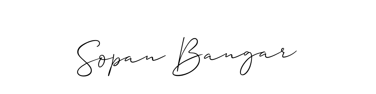 How to make Sopan Bangar name signature. Use Allison_Script style for creating short signs online. This is the latest handwritten sign. Sopan Bangar signature style 2 images and pictures png