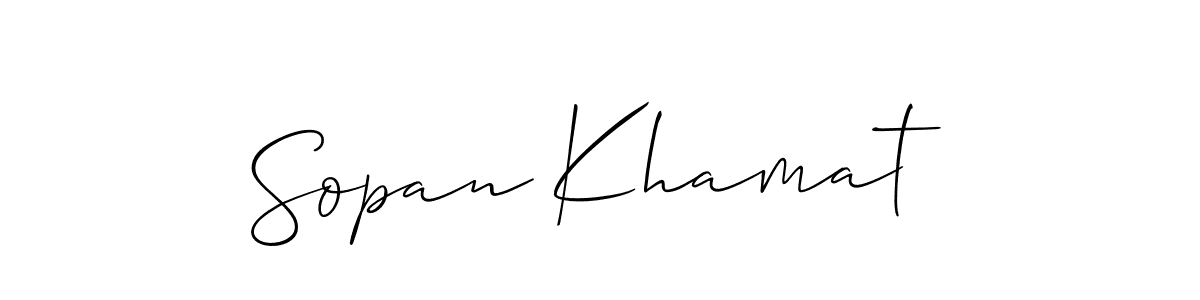 How to Draw Sopan Khamat signature style? Allison_Script is a latest design signature styles for name Sopan Khamat. Sopan Khamat signature style 2 images and pictures png