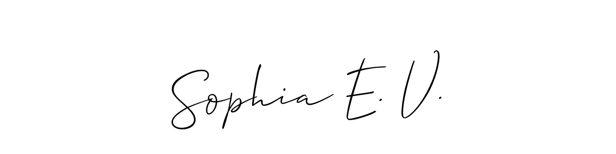 Make a beautiful signature design for name Sophia E. V.. With this signature (Allison_Script) style, you can create a handwritten signature for free. Sophia E. V. signature style 2 images and pictures png