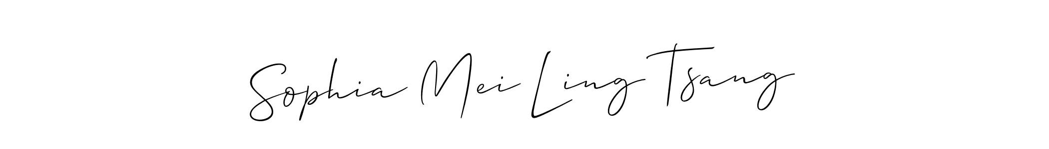 You should practise on your own different ways (Allison_Script) to write your name (Sophia Mei Ling Tsang) in signature. don't let someone else do it for you. Sophia Mei Ling Tsang signature style 2 images and pictures png