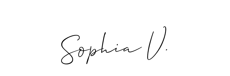 It looks lik you need a new signature style for name Sophia V.. Design unique handwritten (Allison_Script) signature with our free signature maker in just a few clicks. Sophia V. signature style 2 images and pictures png