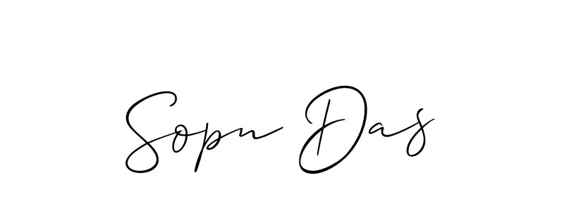 Create a beautiful signature design for name Sopn Das. With this signature (Allison_Script) fonts, you can make a handwritten signature for free. Sopn Das signature style 2 images and pictures png