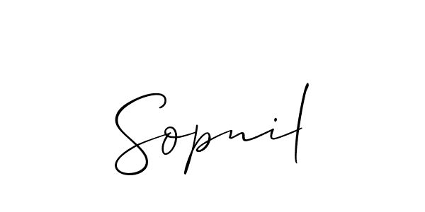 How to make Sopnil name signature. Use Allison_Script style for creating short signs online. This is the latest handwritten sign. Sopnil signature style 2 images and pictures png