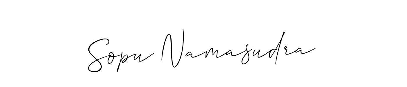 Use a signature maker to create a handwritten signature online. With this signature software, you can design (Allison_Script) your own signature for name Sopu Namasudra. Sopu Namasudra signature style 2 images and pictures png