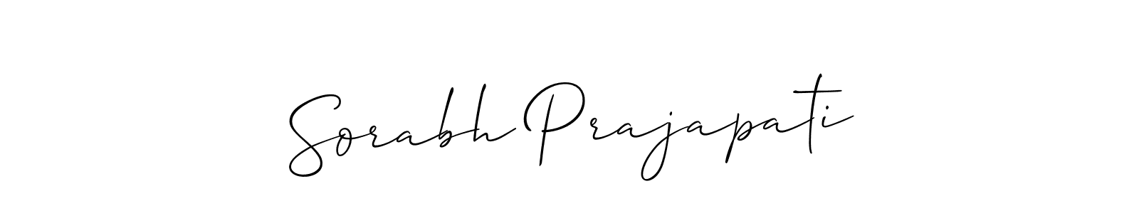 The best way (Allison_Script) to make a short signature is to pick only two or three words in your name. The name Sorabh Prajapati include a total of six letters. For converting this name. Sorabh Prajapati signature style 2 images and pictures png