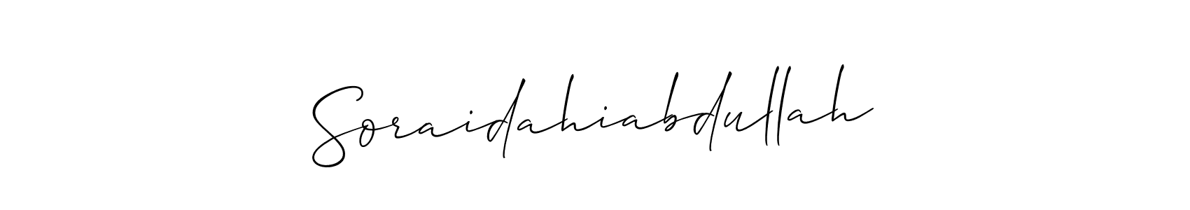 Also we have Soraidahiabdullah name is the best signature style. Create professional handwritten signature collection using Allison_Script autograph style. Soraidahiabdullah signature style 2 images and pictures png