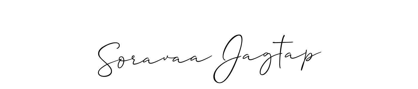 Make a short Soravaa Jagtap signature style. Manage your documents anywhere anytime using Allison_Script. Create and add eSignatures, submit forms, share and send files easily. Soravaa Jagtap signature style 2 images and pictures png