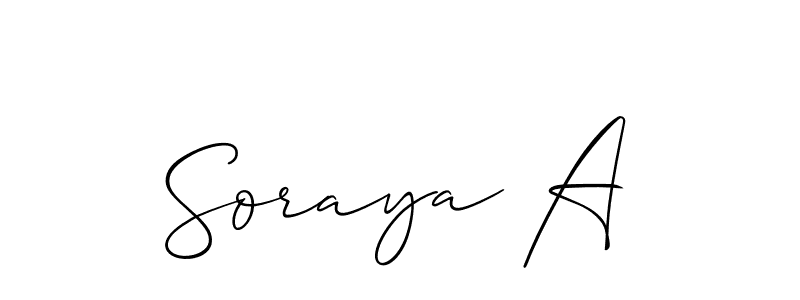 It looks lik you need a new signature style for name Soraya A. Design unique handwritten (Allison_Script) signature with our free signature maker in just a few clicks. Soraya A signature style 2 images and pictures png