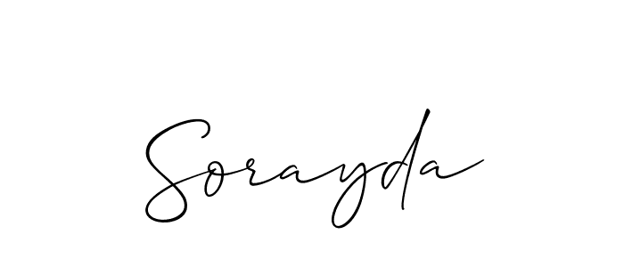 Use a signature maker to create a handwritten signature online. With this signature software, you can design (Allison_Script) your own signature for name Sorayda. Sorayda signature style 2 images and pictures png