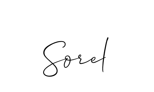 Use a signature maker to create a handwritten signature online. With this signature software, you can design (Allison_Script) your own signature for name Sorel. Sorel signature style 2 images and pictures png