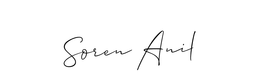 The best way (Allison_Script) to make a short signature is to pick only two or three words in your name. The name Soren Anil include a total of six letters. For converting this name. Soren Anil signature style 2 images and pictures png