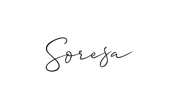 It looks lik you need a new signature style for name Soresa. Design unique handwritten (Allison_Script) signature with our free signature maker in just a few clicks. Soresa signature style 2 images and pictures png
