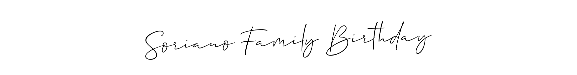 Check out images of Autograph of Soriano Family Birthday name. Actor Soriano Family Birthday Signature Style. Allison_Script is a professional sign style online. Soriano Family Birthday signature style 2 images and pictures png