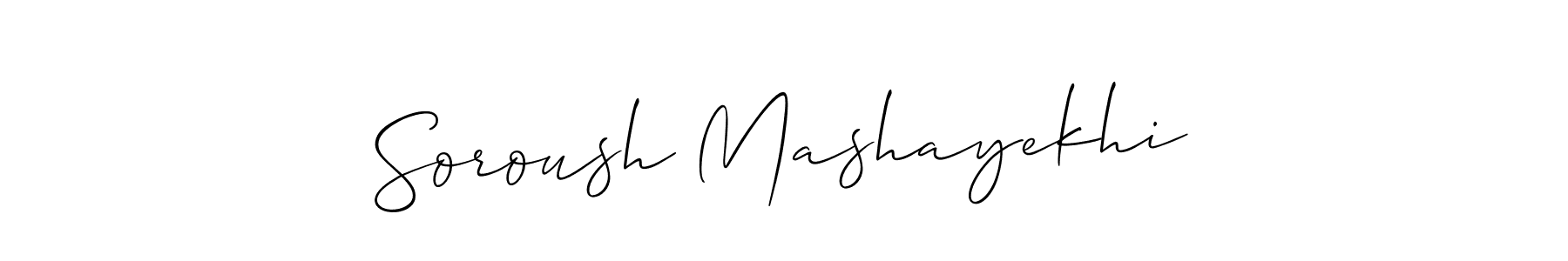 Create a beautiful signature design for name Soroush Mashayekhi. With this signature (Allison_Script) fonts, you can make a handwritten signature for free. Soroush Mashayekhi signature style 2 images and pictures png