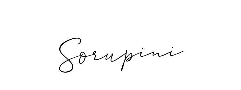It looks lik you need a new signature style for name Sorupini. Design unique handwritten (Allison_Script) signature with our free signature maker in just a few clicks. Sorupini signature style 2 images and pictures png