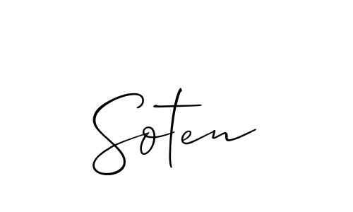 if you are searching for the best signature style for your name Soten. so please give up your signature search. here we have designed multiple signature styles  using Allison_Script. Soten signature style 2 images and pictures png