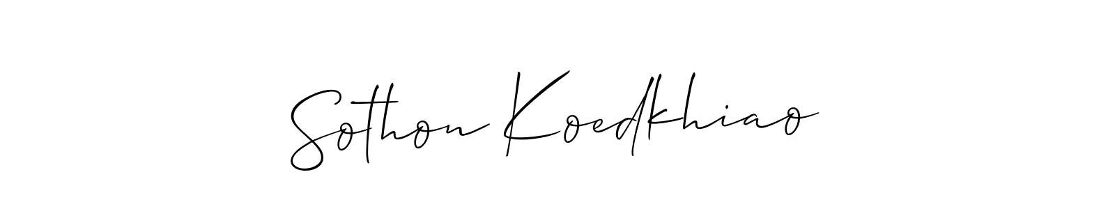 It looks lik you need a new signature style for name Sothon Koedkhiao. Design unique handwritten (Allison_Script) signature with our free signature maker in just a few clicks. Sothon Koedkhiao signature style 2 images and pictures png