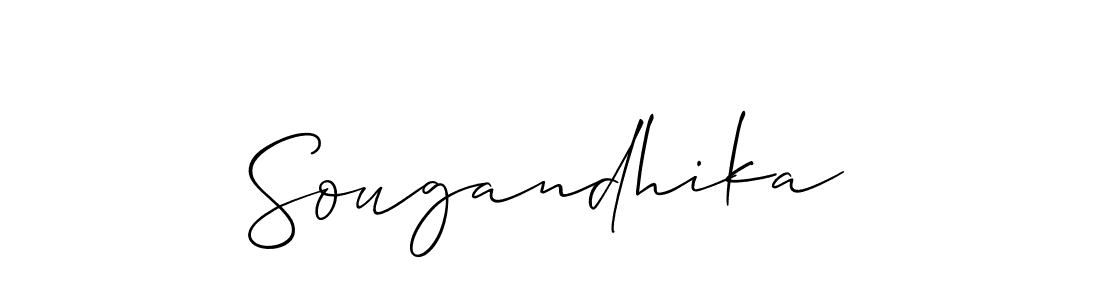 The best way (Allison_Script) to make a short signature is to pick only two or three words in your name. The name Sougandhika include a total of six letters. For converting this name. Sougandhika signature style 2 images and pictures png