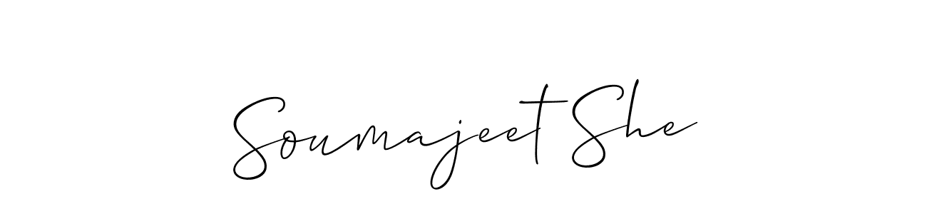 The best way (Allison_Script) to make a short signature is to pick only two or three words in your name. The name Soumajeet She include a total of six letters. For converting this name. Soumajeet She signature style 2 images and pictures png