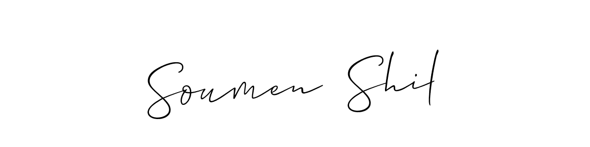 Make a short Soumen  Shil signature style. Manage your documents anywhere anytime using Allison_Script. Create and add eSignatures, submit forms, share and send files easily. Soumen  Shil signature style 2 images and pictures png