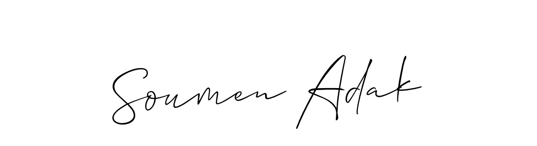 You should practise on your own different ways (Allison_Script) to write your name (Soumen Adak) in signature. don't let someone else do it for you. Soumen Adak signature style 2 images and pictures png