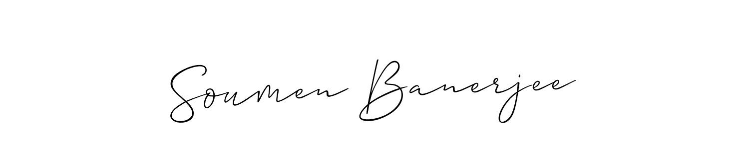 It looks lik you need a new signature style for name Soumen Banerjee. Design unique handwritten (Allison_Script) signature with our free signature maker in just a few clicks. Soumen Banerjee signature style 2 images and pictures png