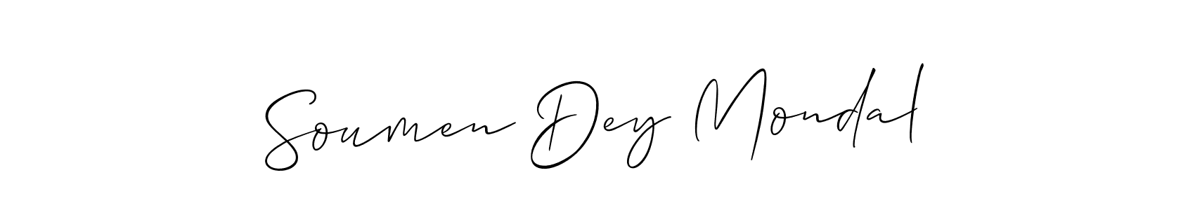 It looks lik you need a new signature style for name Soumen Dey Mondal. Design unique handwritten (Allison_Script) signature with our free signature maker in just a few clicks. Soumen Dey Mondal signature style 2 images and pictures png