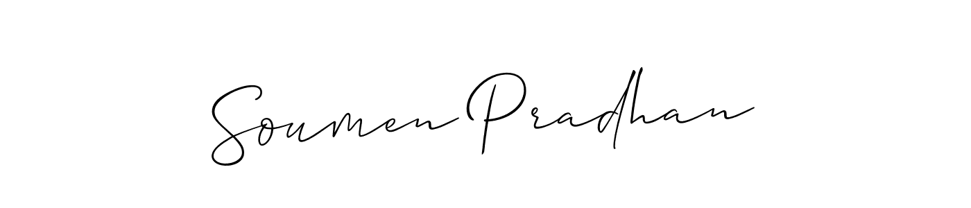 Make a beautiful signature design for name Soumen Pradhan. With this signature (Allison_Script) style, you can create a handwritten signature for free. Soumen Pradhan signature style 2 images and pictures png