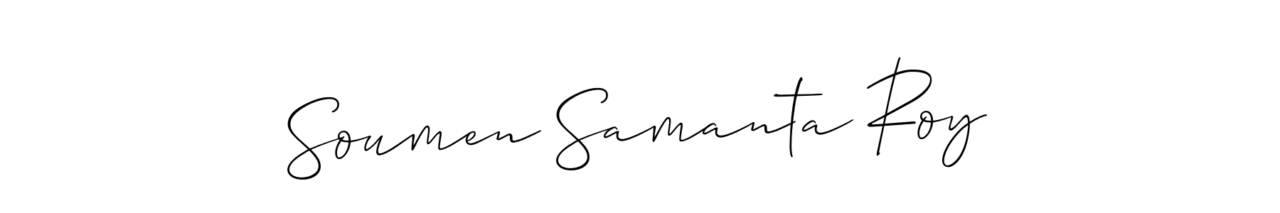 This is the best signature style for the Soumen Samanta Roy name. Also you like these signature font (Allison_Script). Mix name signature. Soumen Samanta Roy signature style 2 images and pictures png