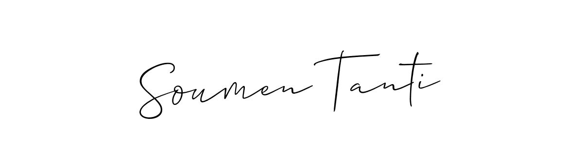 Also You can easily find your signature by using the search form. We will create Soumen Tanti name handwritten signature images for you free of cost using Allison_Script sign style. Soumen Tanti signature style 2 images and pictures png
