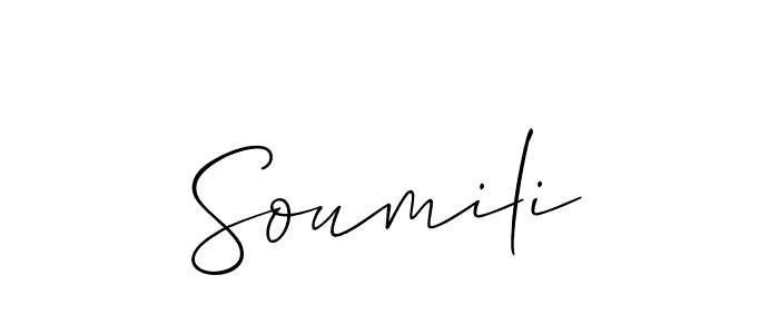 The best way (Allison_Script) to make a short signature is to pick only two or three words in your name. The name Soumili include a total of six letters. For converting this name. Soumili signature style 2 images and pictures png