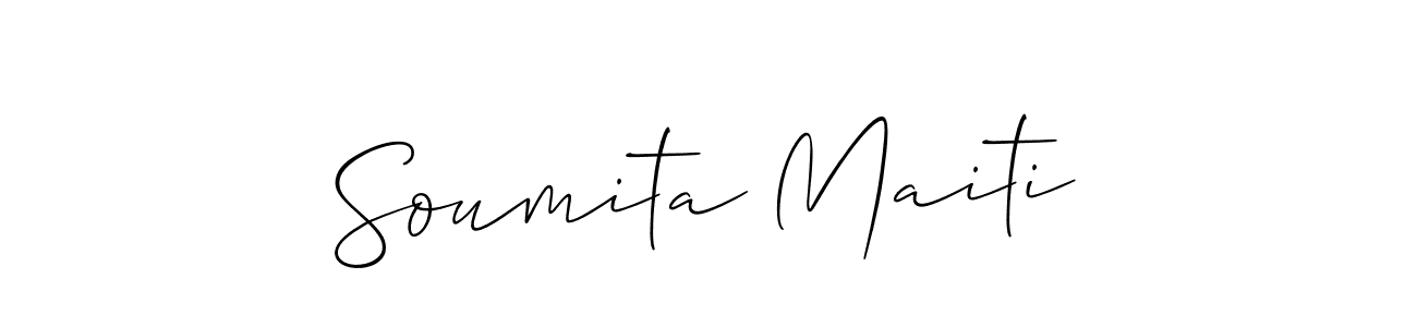 Make a short Soumita Maiti signature style. Manage your documents anywhere anytime using Allison_Script. Create and add eSignatures, submit forms, share and send files easily. Soumita Maiti signature style 2 images and pictures png