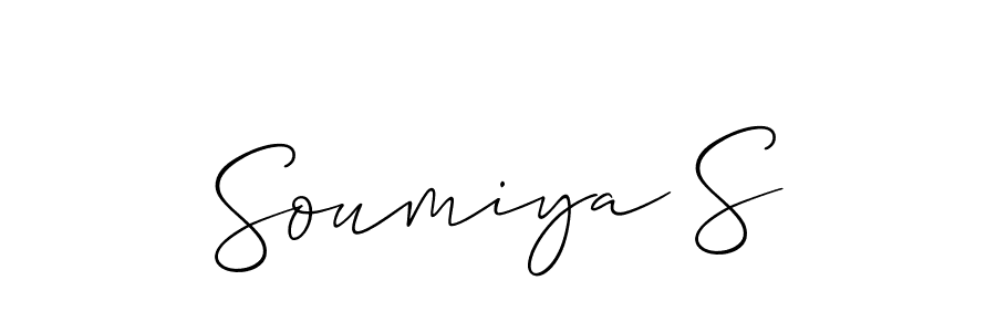 Use a signature maker to create a handwritten signature online. With this signature software, you can design (Allison_Script) your own signature for name Soumiya S. Soumiya S signature style 2 images and pictures png