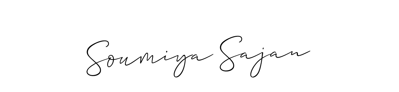It looks lik you need a new signature style for name Soumiya Sajan. Design unique handwritten (Allison_Script) signature with our free signature maker in just a few clicks. Soumiya Sajan signature style 2 images and pictures png