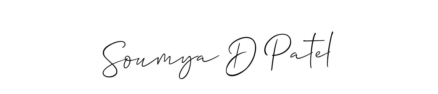 Design your own signature with our free online signature maker. With this signature software, you can create a handwritten (Allison_Script) signature for name Soumya D Patel. Soumya D Patel signature style 2 images and pictures png