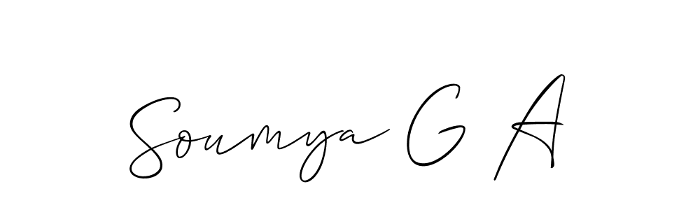 How to make Soumya G A name signature. Use Allison_Script style for creating short signs online. This is the latest handwritten sign. Soumya G A signature style 2 images and pictures png
