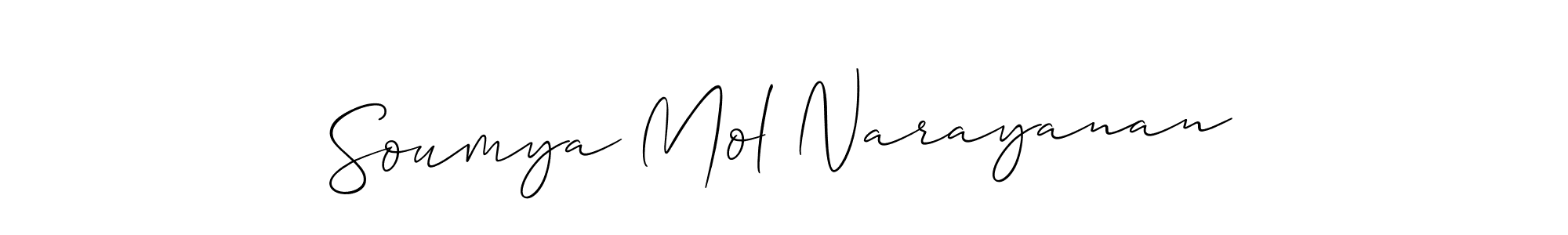 Soumya Mol Narayanan stylish signature style. Best Handwritten Sign (Allison_Script) for my name. Handwritten Signature Collection Ideas for my name Soumya Mol Narayanan. Soumya Mol Narayanan signature style 2 images and pictures png