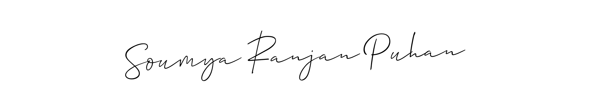 Create a beautiful signature design for name Soumya Ranjan Puhan. With this signature (Allison_Script) fonts, you can make a handwritten signature for free. Soumya Ranjan Puhan signature style 2 images and pictures png